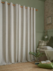 Laura Ashley Milbourne Herringbone Truffle Natural Ready Made Curtains