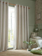 Laura Ashley Milbourne Herringbone Truffle Natural Ready Made Curtains
