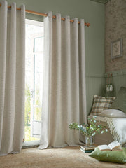Laura Ashley Milbourne Herringbone Truffle Natural Ready Made Curtains