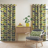 Orla Kiely Multi Stem Fern / ochre Ready Made Eyelet Curtains