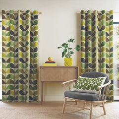 Orla Kiely Multi Stem Fern / ochre Ready Made Eyelet Curtains