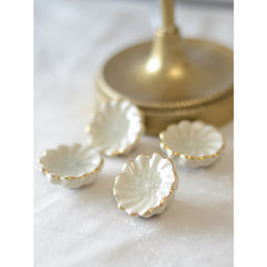 Laura Ashley Scalloped Drawer Pull, Off White & Gold, Set of 4