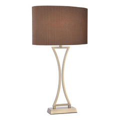 Oporto Wavy Table Lamp Antique Brass With Brown Shade