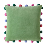 Bluebellgray Pom Pom Verdigris Green Microfibre 45x45cm Cushion