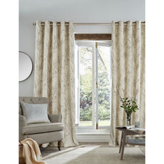 Laura Ashley Pussy Willow Offwhite / Dove Grey Ready Made Curtains Eyelet