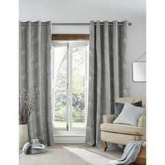 Laura Ashley Pussy Willow Steel Ready Made Curtains Eyelet