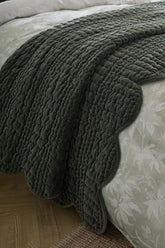 Laura Ashley Scalloped Pine Green 180x235cm Bedspread