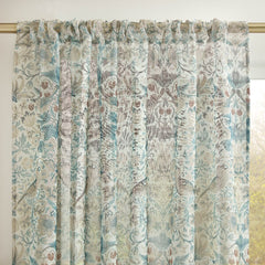 William Morris At Home Strawberry Thief Hessian Voile Slot Top Sheer Panel Curtains