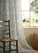 William Morris At Home Strawberry Thief Hessian Voile Slot Top Sheer Panel Curtains