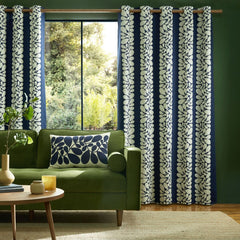 Orla Kiely Sycamore Stripe Space Blue Ready Made Eyelet Curtains
