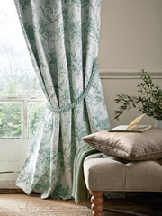 Laura Ashley Tuileries Dark Sage Blackout Ready Made Curtains