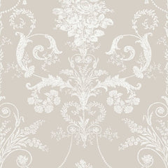 Laura Ashley Josette Wallpaper White / Dove Grey