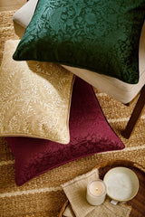 William Morris At Home Strawberry Thief Embossed Forest Green 50x50cm Cushion