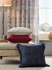 William Morris At Home Strawberry Thief Embossed Berry Microfibre 50x50cm Cushion