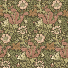 William Morris At Home Fabric, Flora And Foliage Compton Velvet, Brick