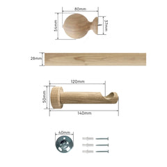 Laura Ashley Mitchell 28mm Eyelet Pole, Washed Oak