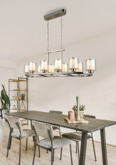 Magnalux Yara 10 Light Satin Chrome Long Pendant