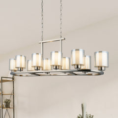Magnalux Yara 10 Light Satin Chrome Long Pendant
