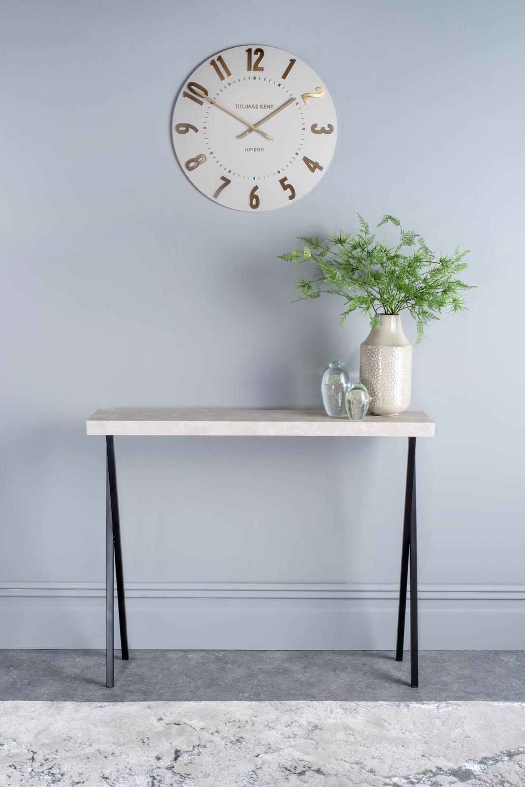 Data Console Table Light Grey Marble Effect