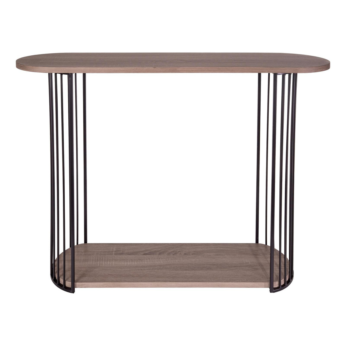 Drum Console Table Oak Effect and Matt Black
