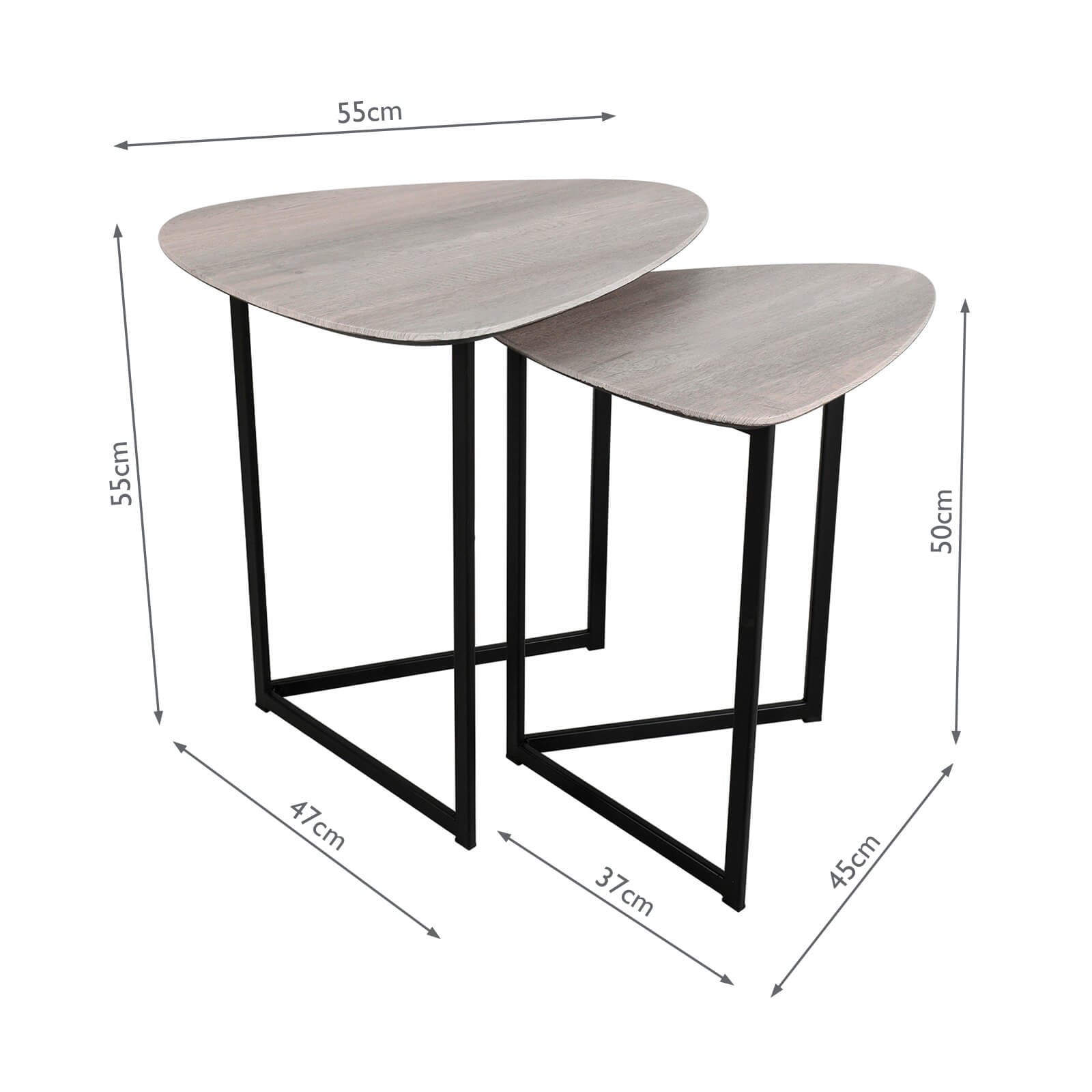 Mibello Nested Side Tables Light Oak Effect