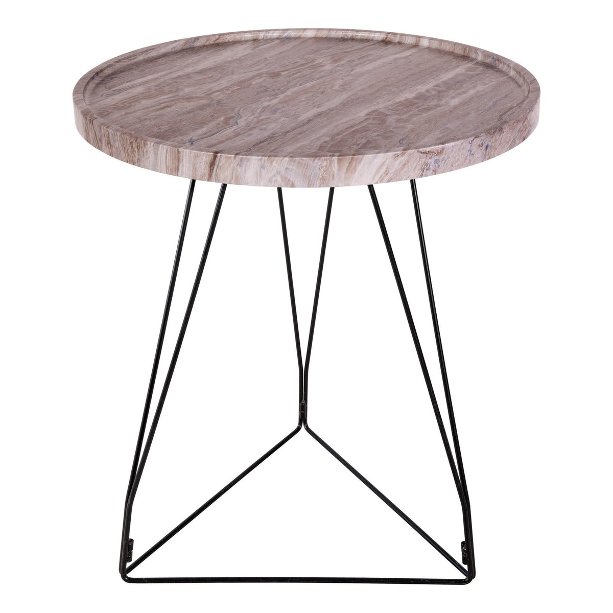 Miguel Side Table Brown Stone Effect and Matt Black