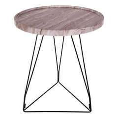 Miguel Side Table Brown Stone Effect and Matt Black