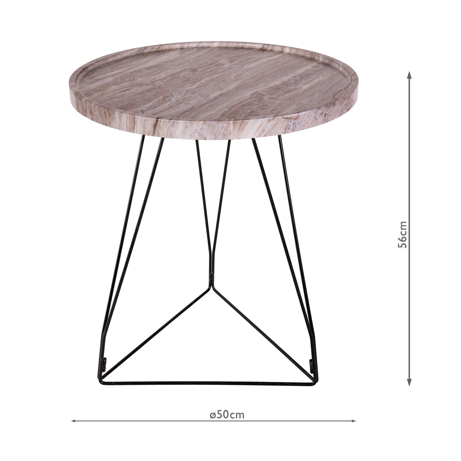 Miguel Side Table Brown Stone Effect and Matt Black