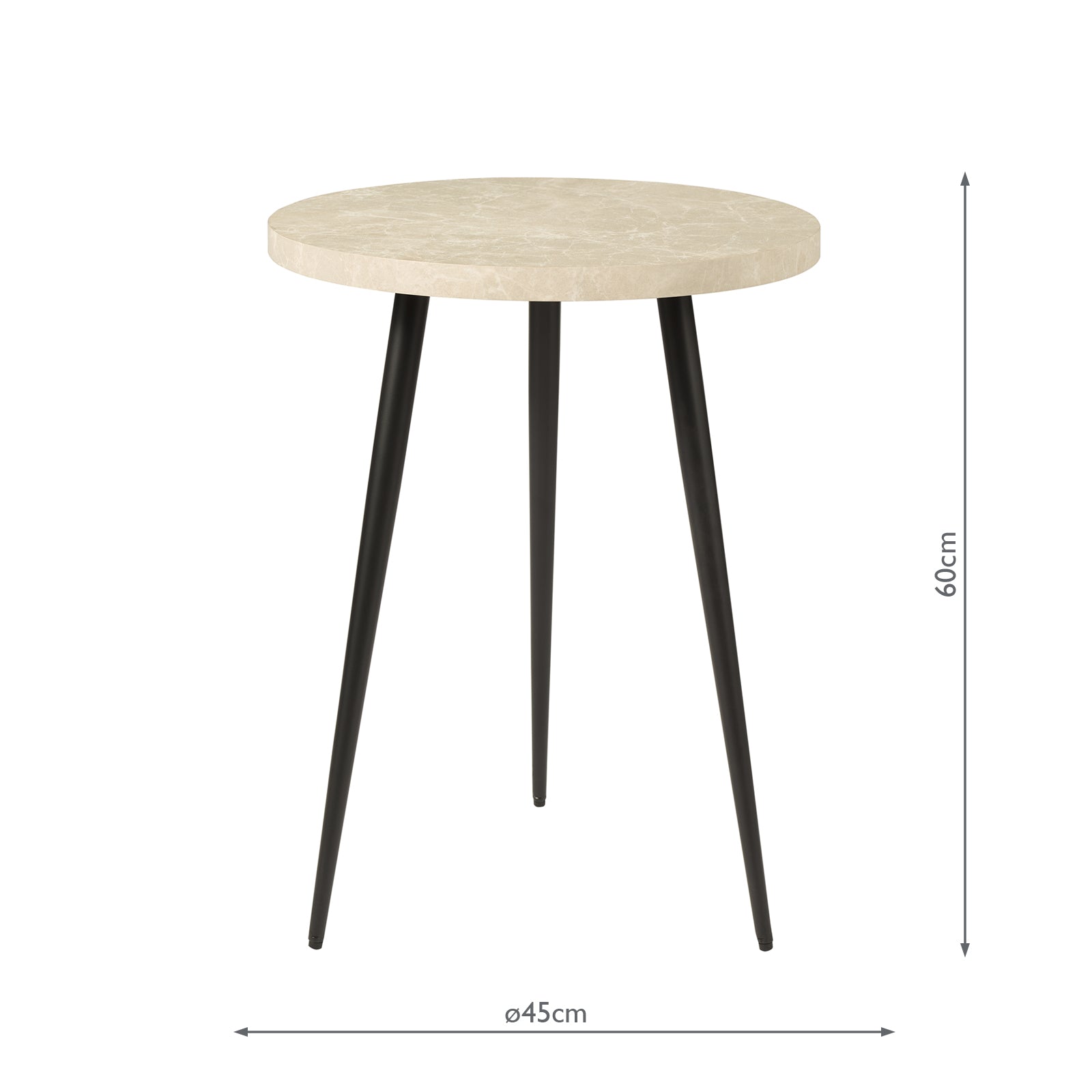 Nusa Side Table Grey Marble Effect and Matt Black
