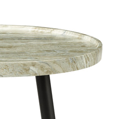 Nusa Side Table Brown Stone Effect and Matt Black