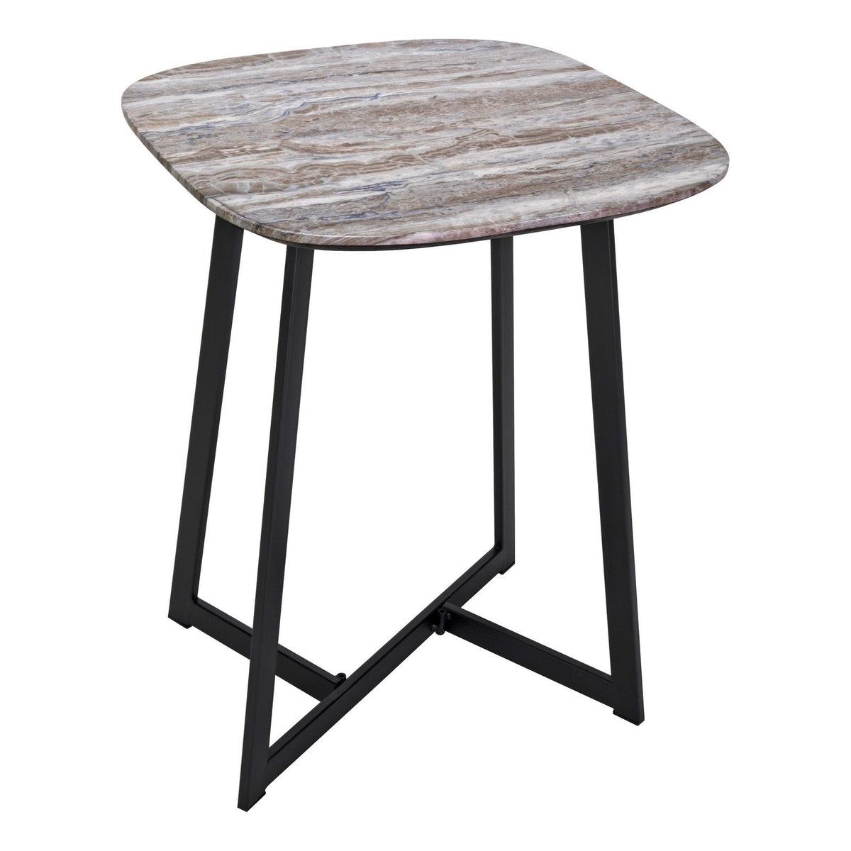 Pavlos Side Table Brown Stone Effect and Matt Black