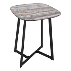 Pavlos Side Table Brown Stone Effect and Matt Black