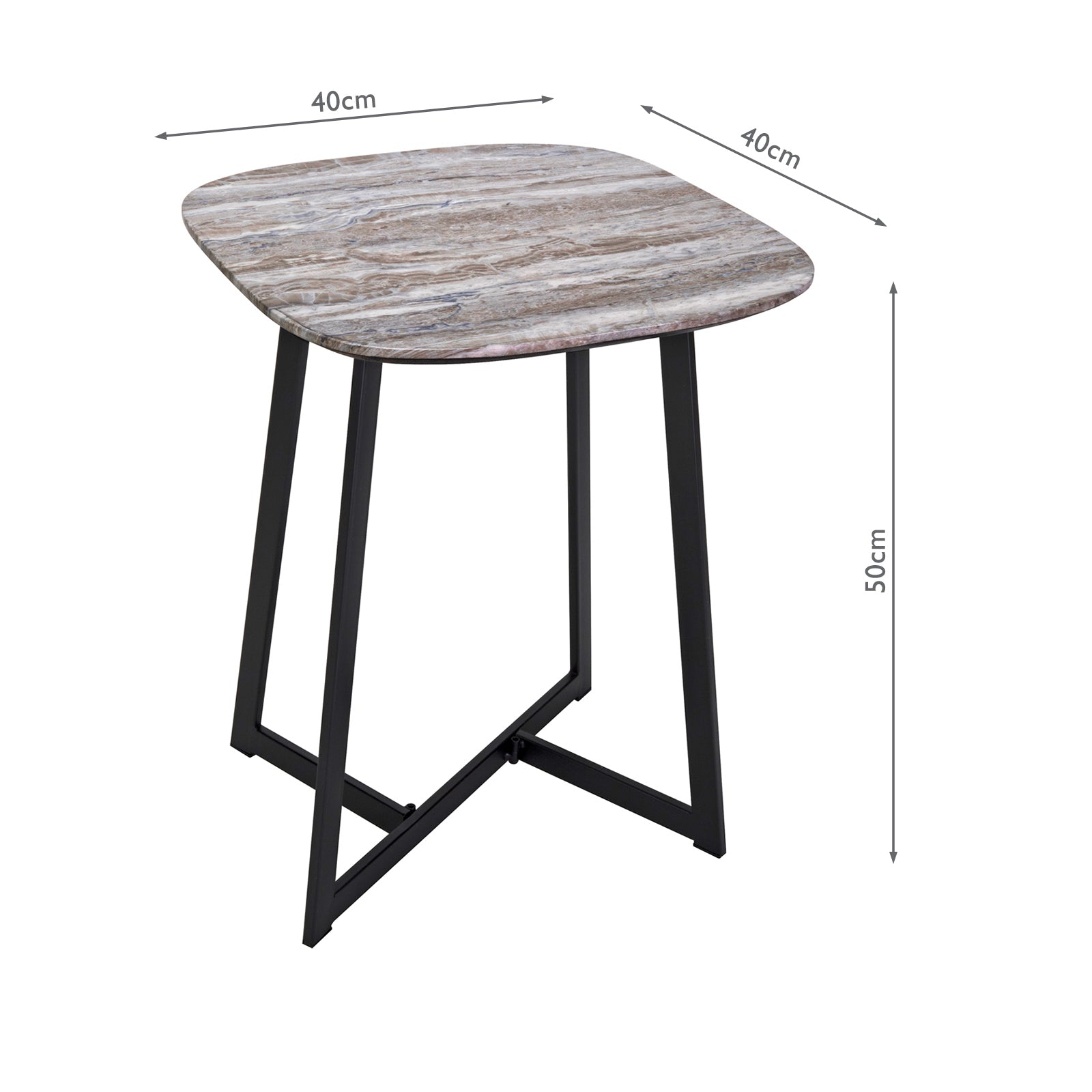 Pavlos Side Table Brown Stone Effect and Matt Black