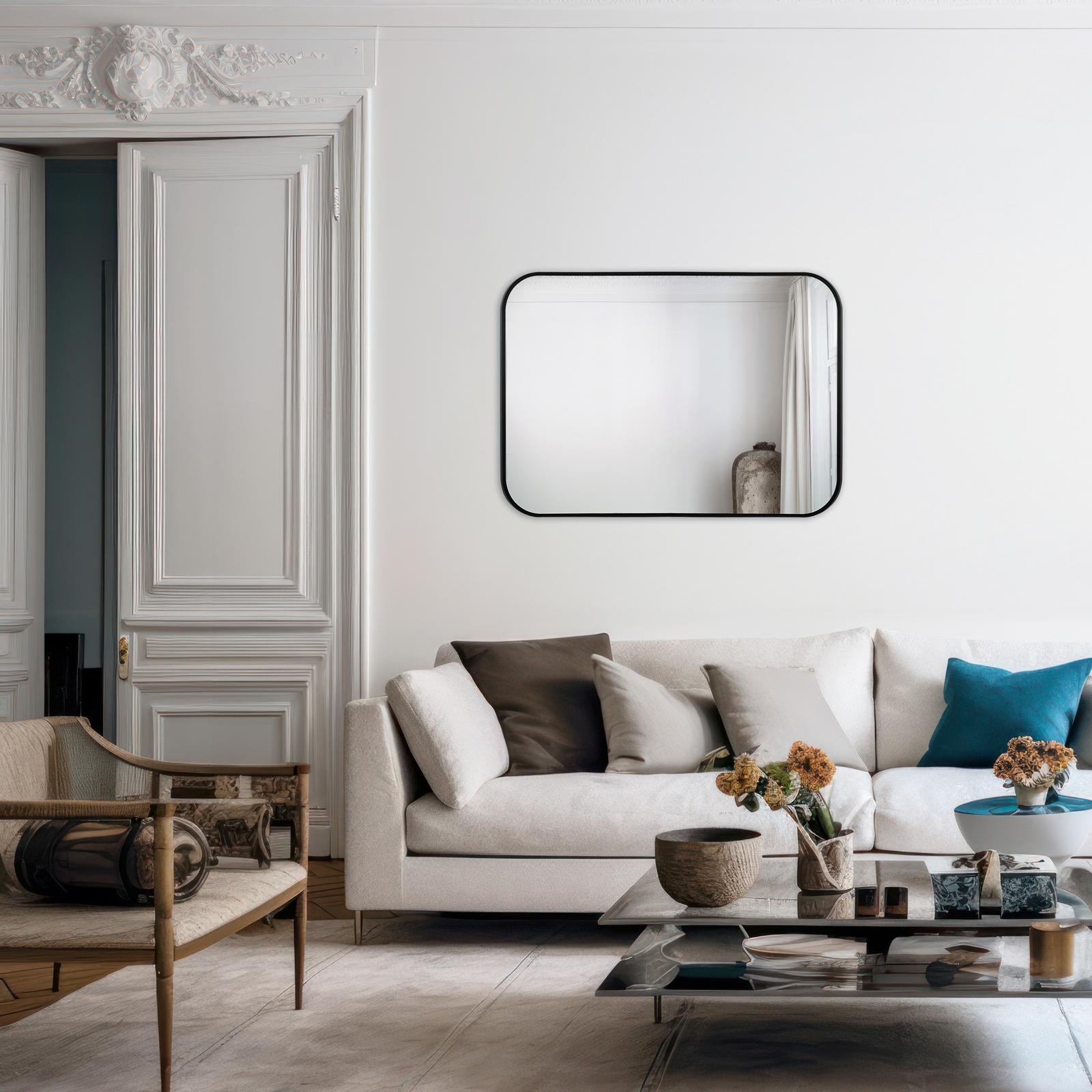 Firuz Rectangle Mirror Thin Matt Black Frame 60 X 90cm