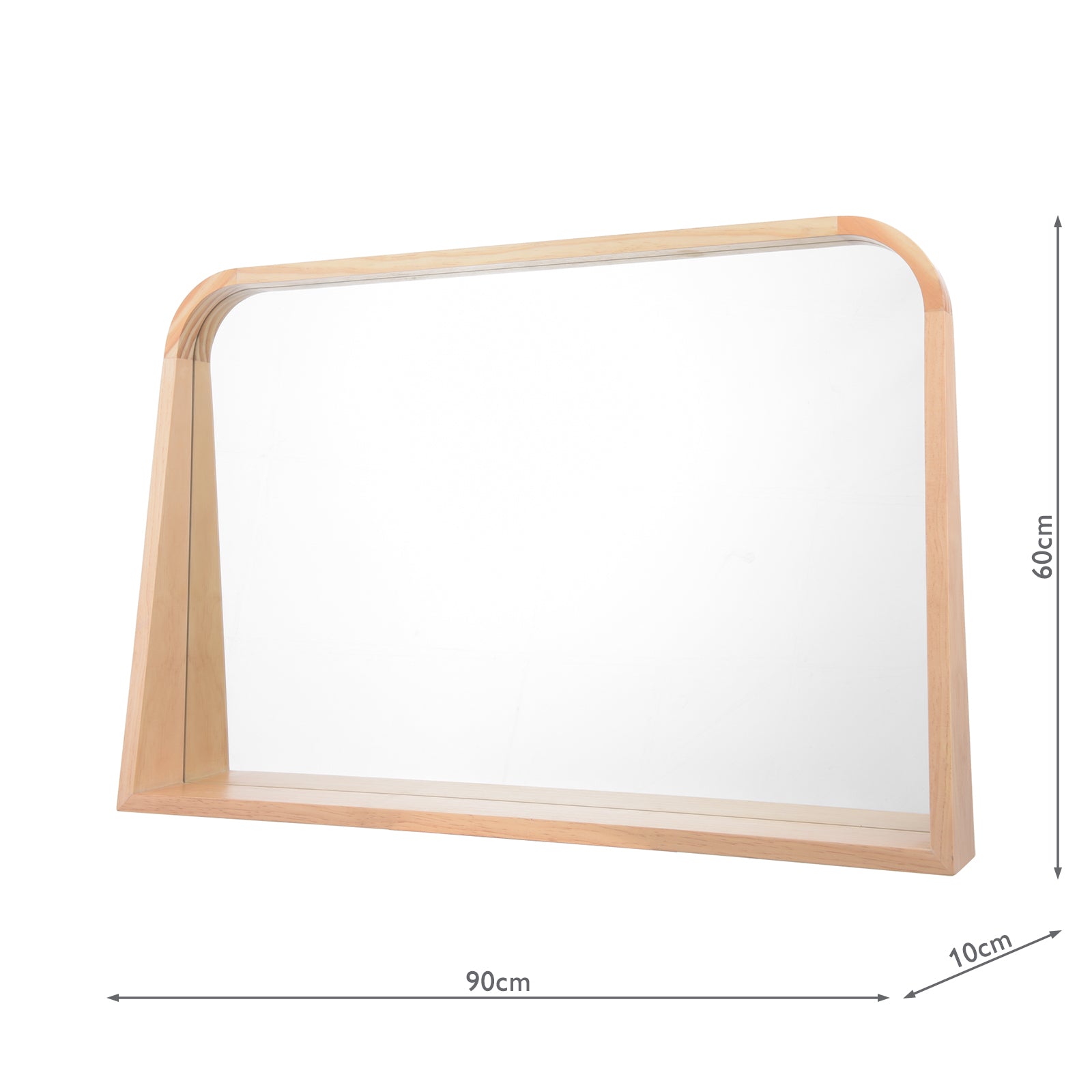 Fulgencio Rectangle Mirror With Shelf Light Oak 60 X 90cm