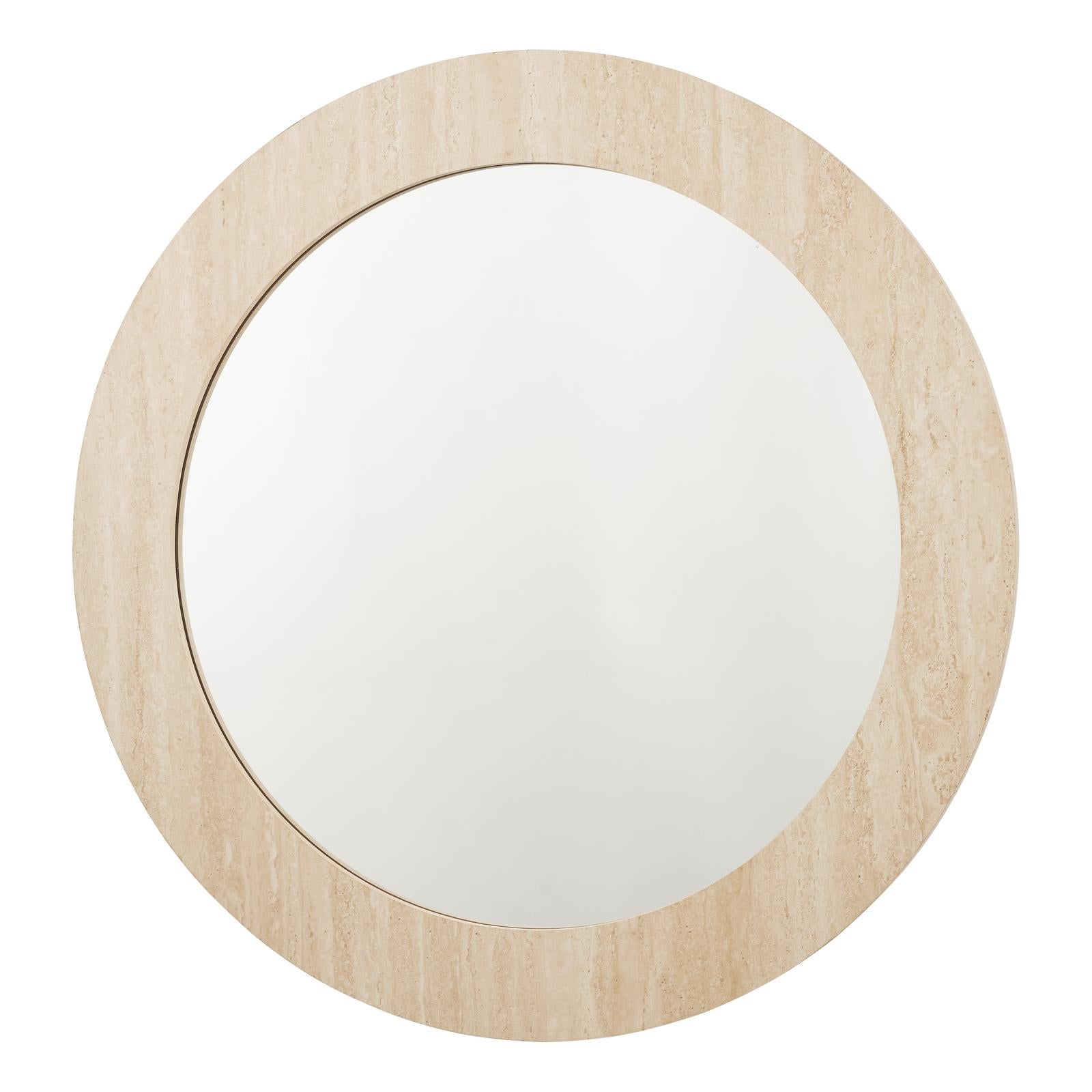 Ioana Round Mirror Travertine Effect 80cm