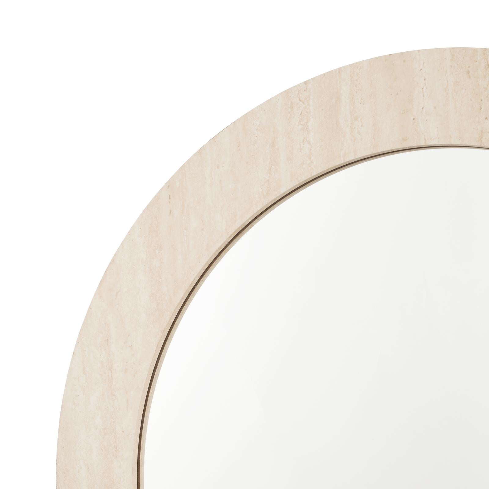 Ioana Round Mirror Travertine Effect 80cm