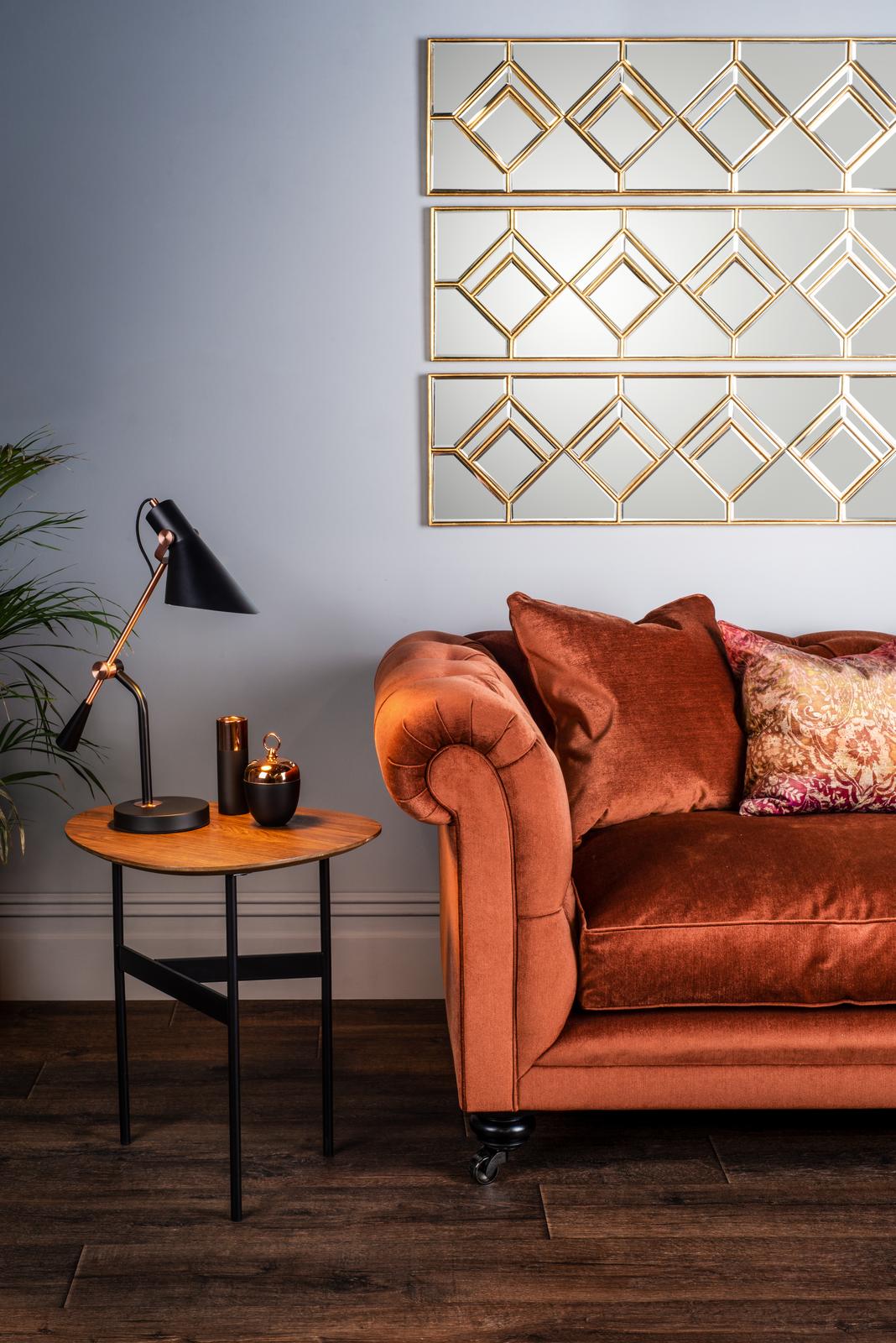 Kipton Rectangle Decorative Mirror with Gold Foil Detail 98 x 30cm