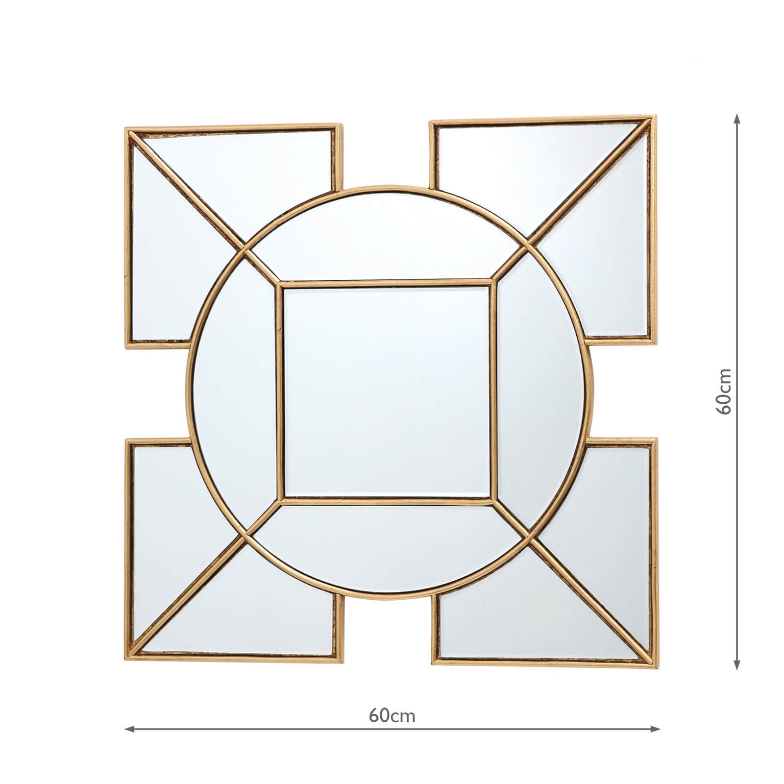 Lyshia Square Mirror With Gold Foil Detail 60cm
