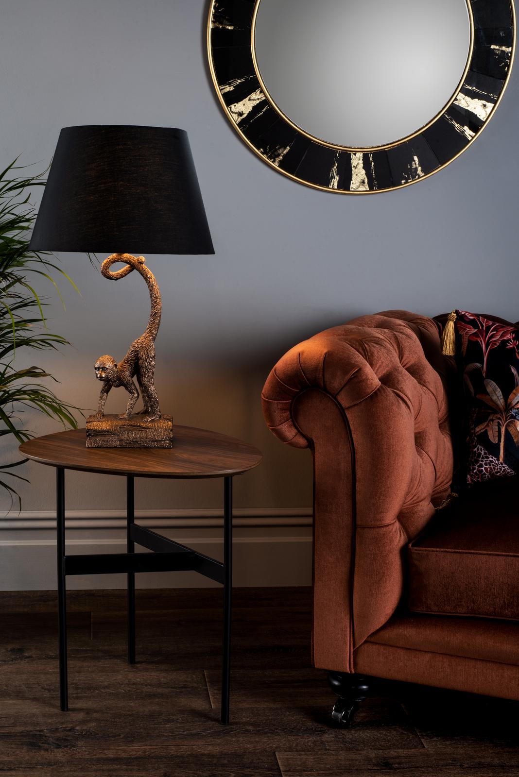 Sidone Round Mirror With Black/Gold Foil Detail 80cm