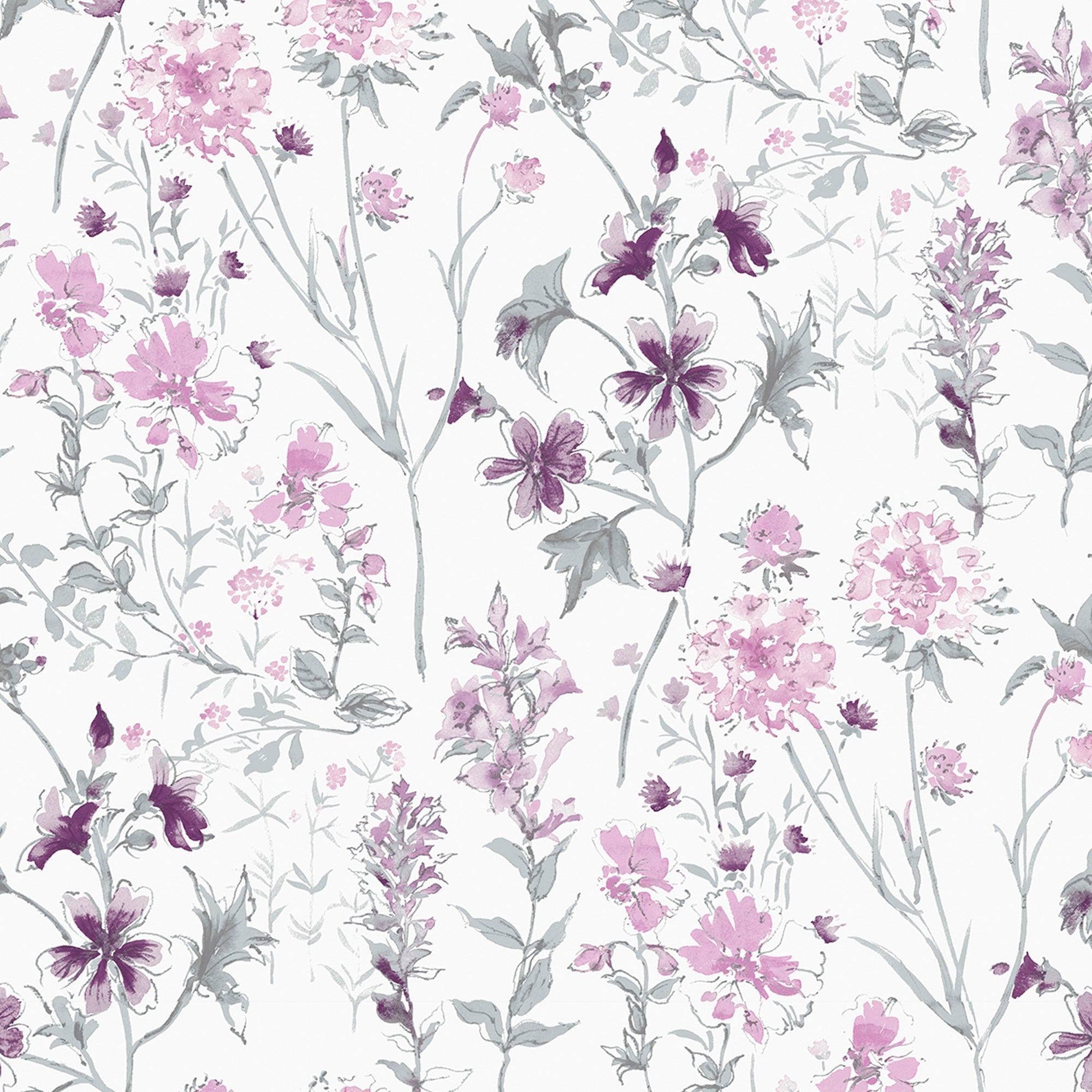 Laura Ashley Wild Meadow Wallpaper Pale Iris