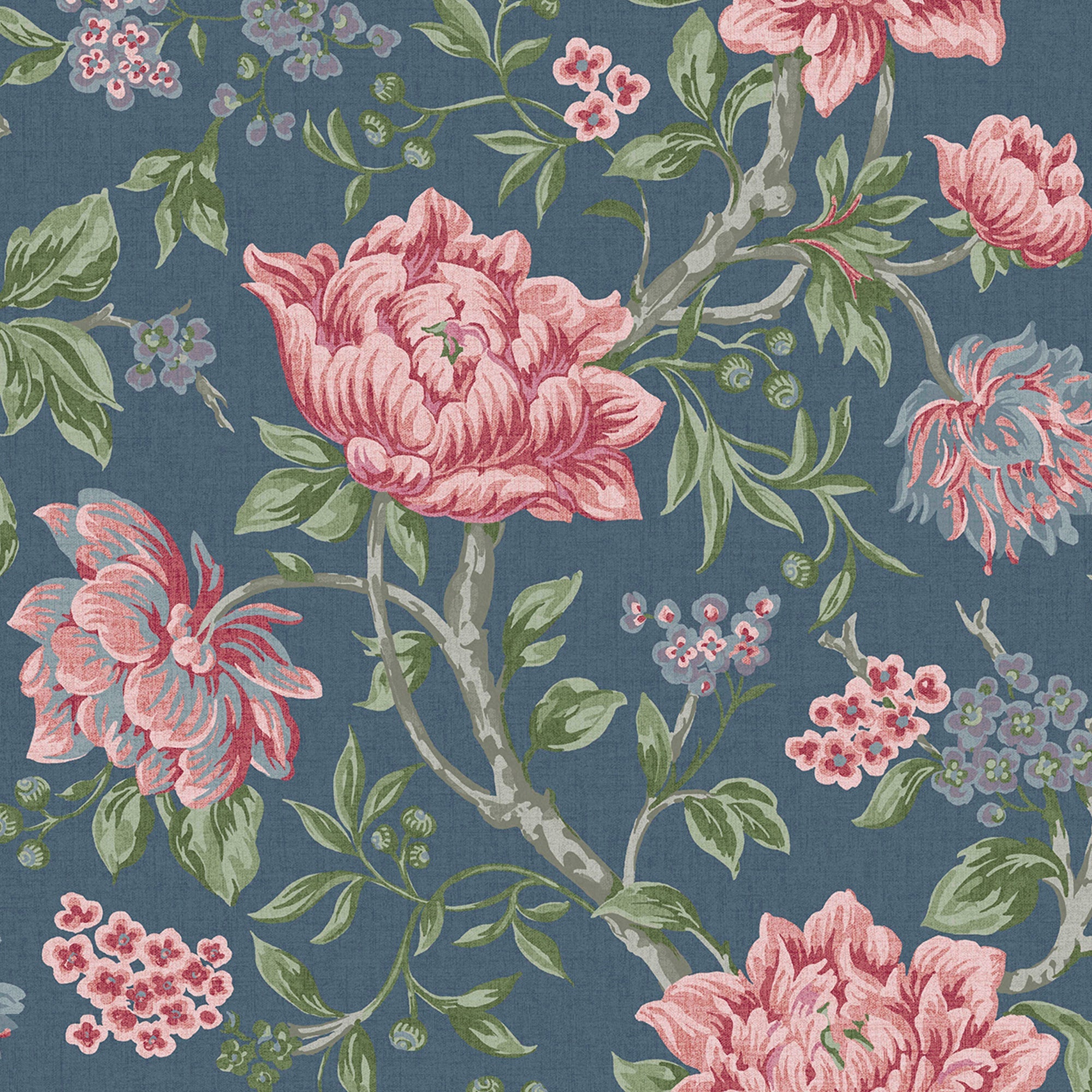 Laura Ashley Tapestry Floral Wallpaper Dark Seaspray