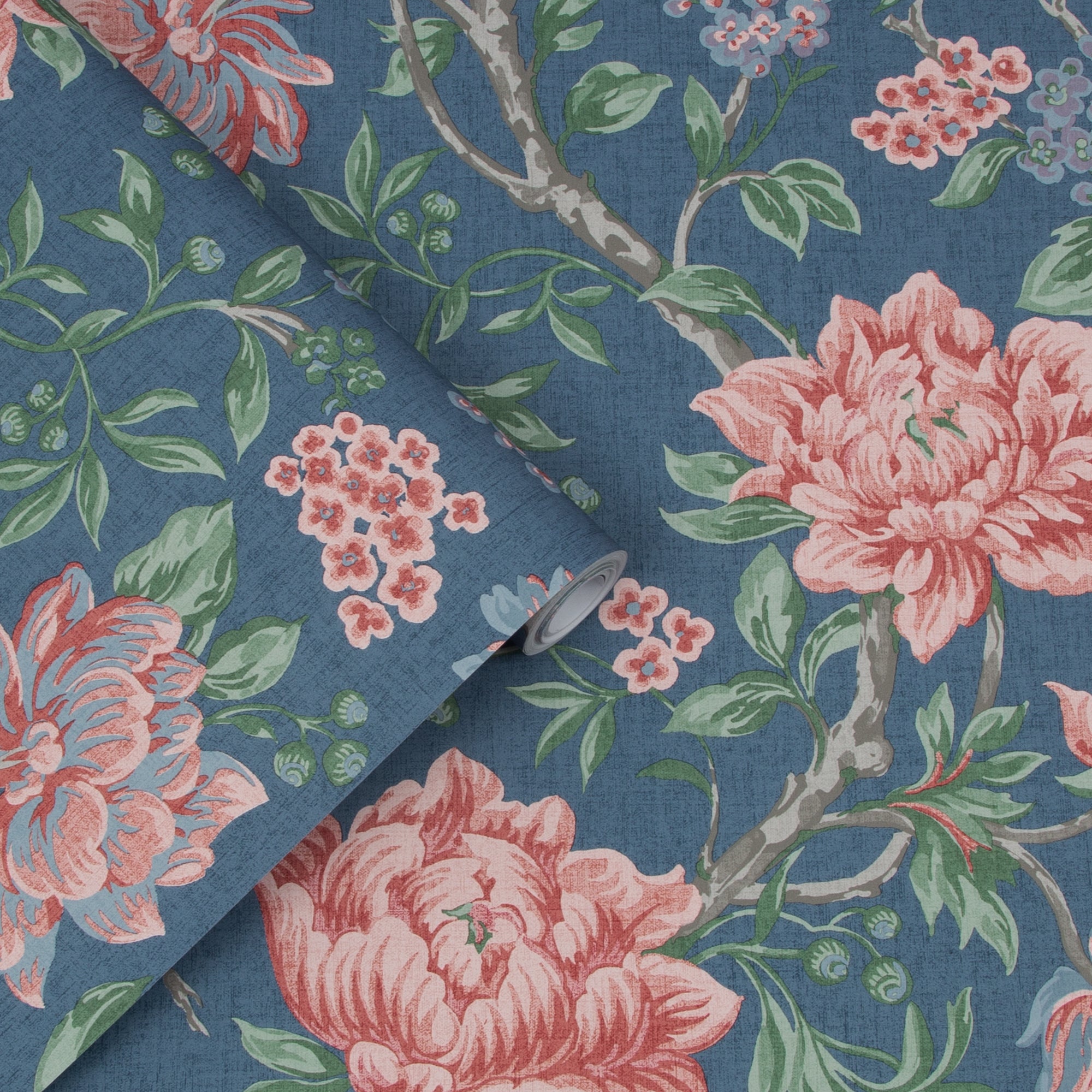 Laura Ashley Tapestry Floral Wallpaper Dark Seaspray
