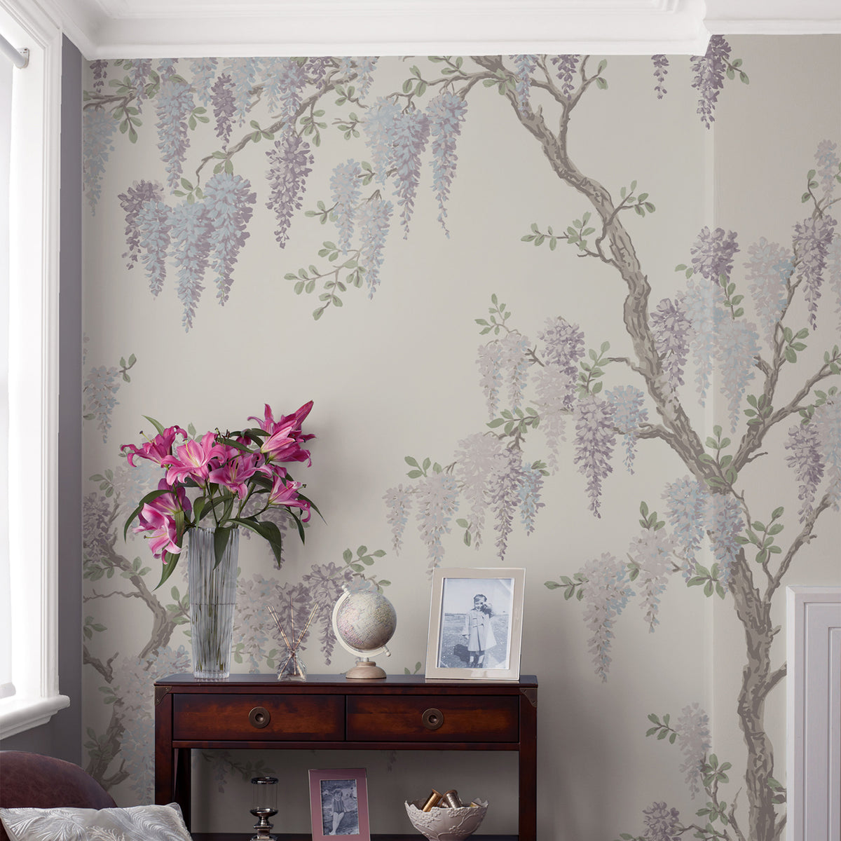 Laura Ashley Wisteria Garden Pale Iris Mural 113412