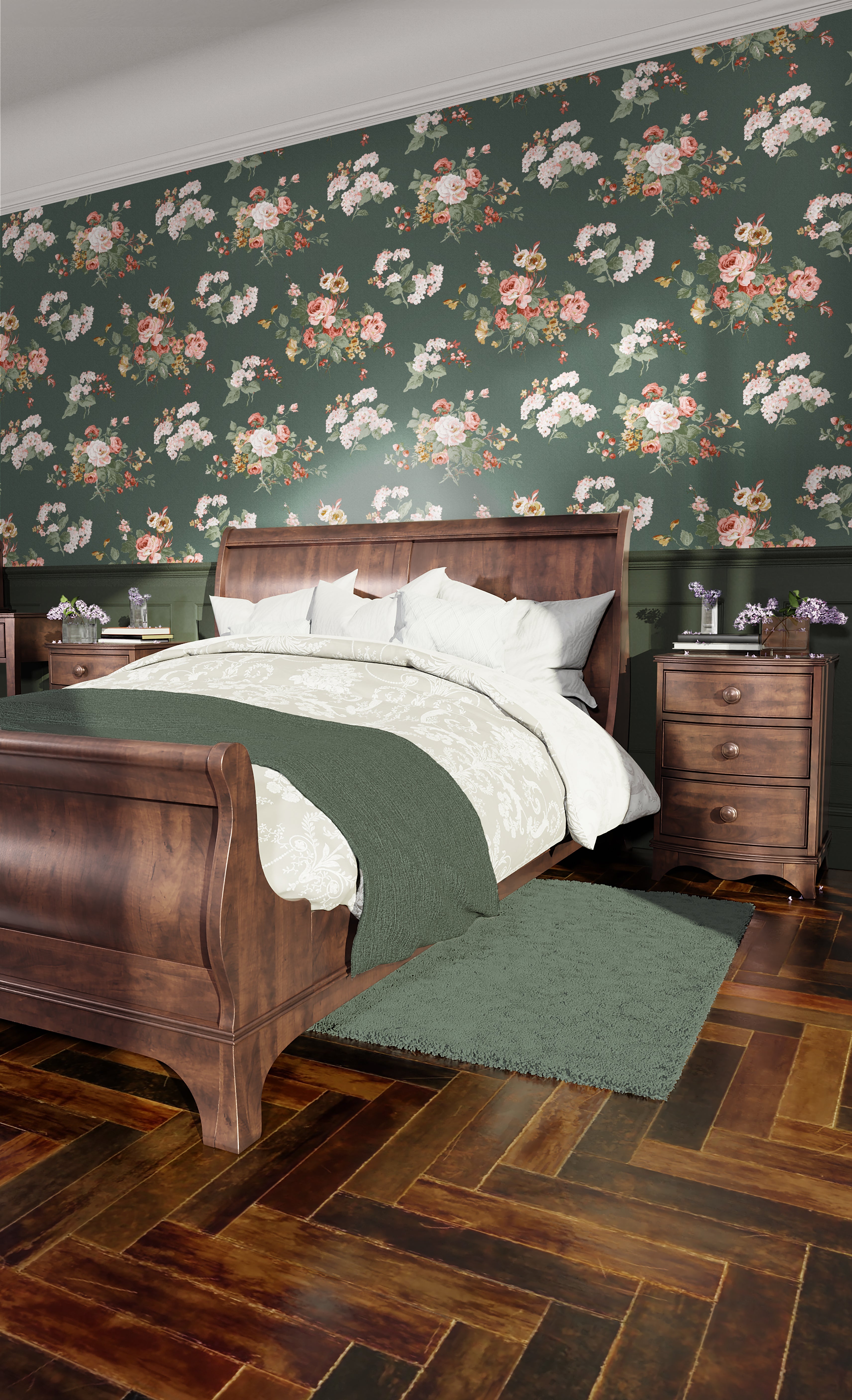 Laura Ashley Rosemore Wallpaper Fern