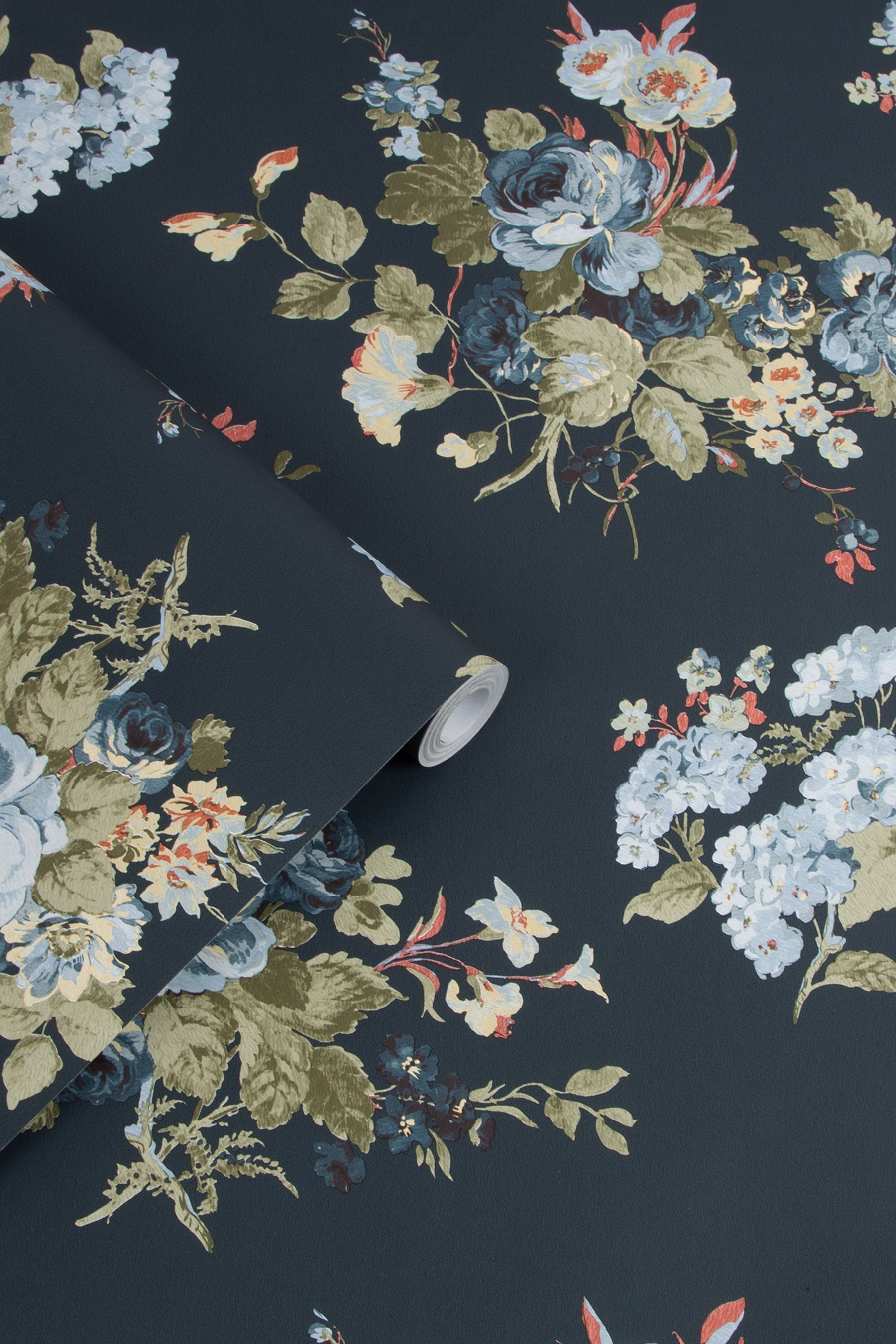 Laura Ashley Rosemore Wallpaper Midnight