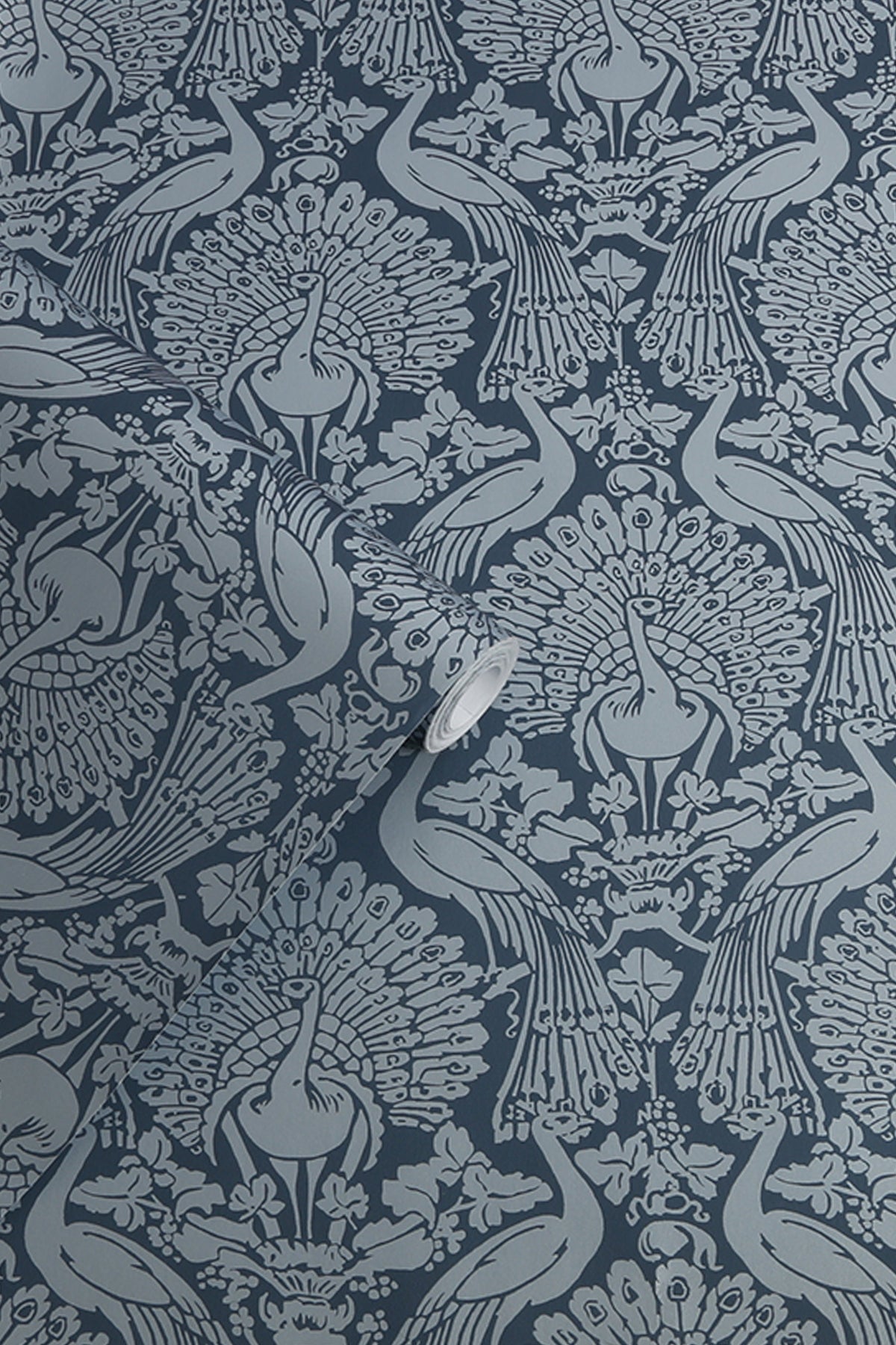 Laura Ashley Peacock Damask Wallpaper Dusky Seaspray