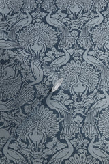 Laura Ashley Peacock Damask Wallpaper Dusky Seaspray