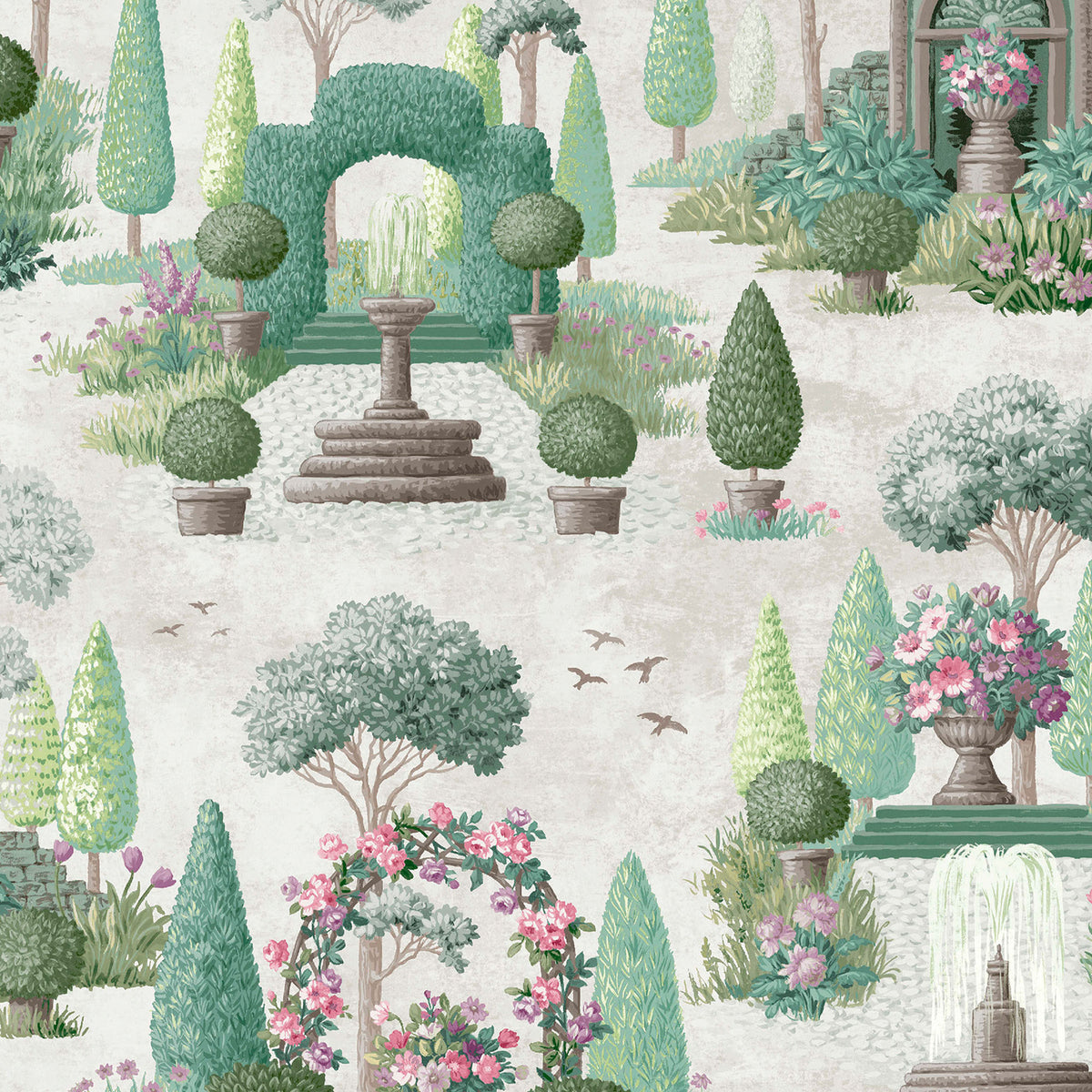 Laura Ashley Naunton Folly Wallpaper Fern Green