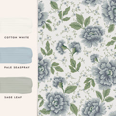 Laura Ashley Pickworth Posy  Wallpaper Pale Seaspray Blue